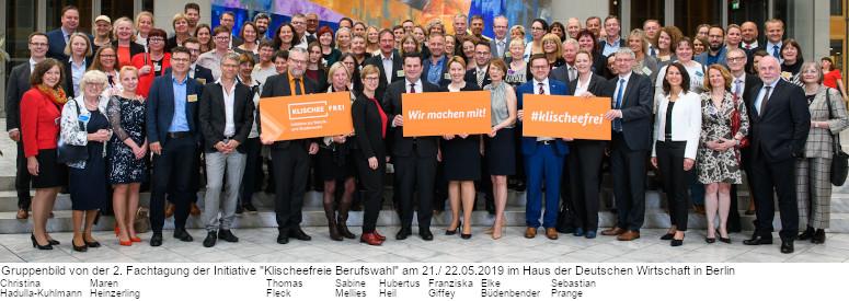 Gruppenbild von der 2. Fachtagung der Initiative "Klischeefreie Berufswahl" am 21./ 22.05.2019 im Haus der Deutschen Wirtschaft in Berlin